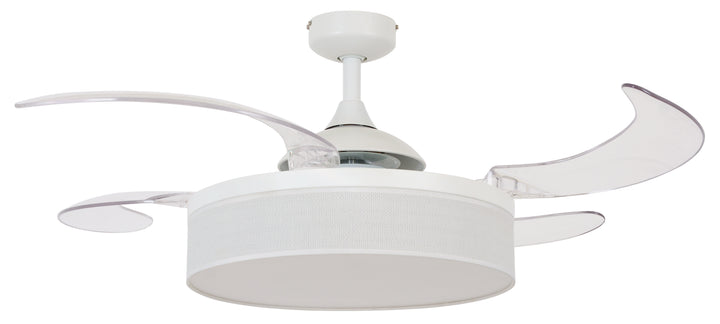 Fanaway Fraser 48" Retractable Blade Ceiling Fan with Light and Remote, Modern Fandelier Ceiling Fan, Patented Design Technology, Stronger Thicker Blades, White