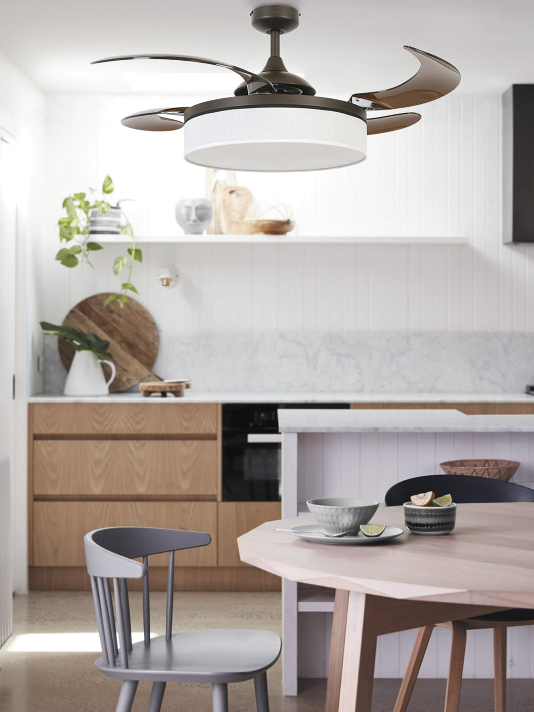 Fanaway Fraser 48" Retractable Blade Ceiling Fan with Light and Remote, Modern Fandelier Ceiling Fan, Patented Design Technology, Stronger Thicker Blades, Oil Rubbed Bronze