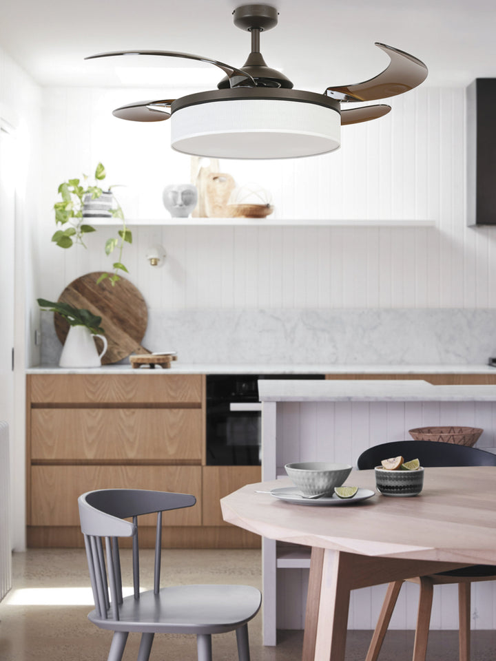 Fanaway Fraser 48" Retractable Blade Ceiling Fan with Light and Remote, Modern Fandelier Ceiling Fan, Patented Design Technology, Stronger Thicker Blades, Oil Rubbed Bronze