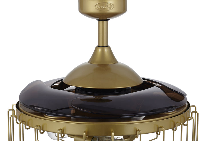 Fanaway Sheridan 48" Retractable Blade Ceiling Fan with Light and Remote, Modern Fandelier Ceiling Fan, Patented Design Technology, Stronger Thicker Blades, Gold