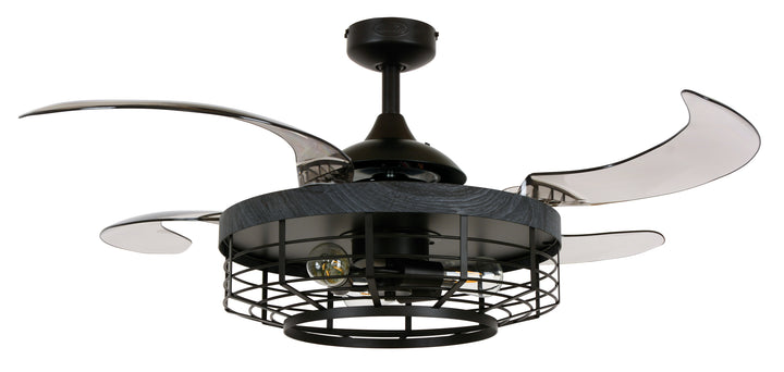 Fanaway Montclair 48" Retractable Blade Ceiling Fan with Light and Remote, Modern Fandelier Ceiling Fan, Patented Design Technology, Stronger Thicker Blades, Black