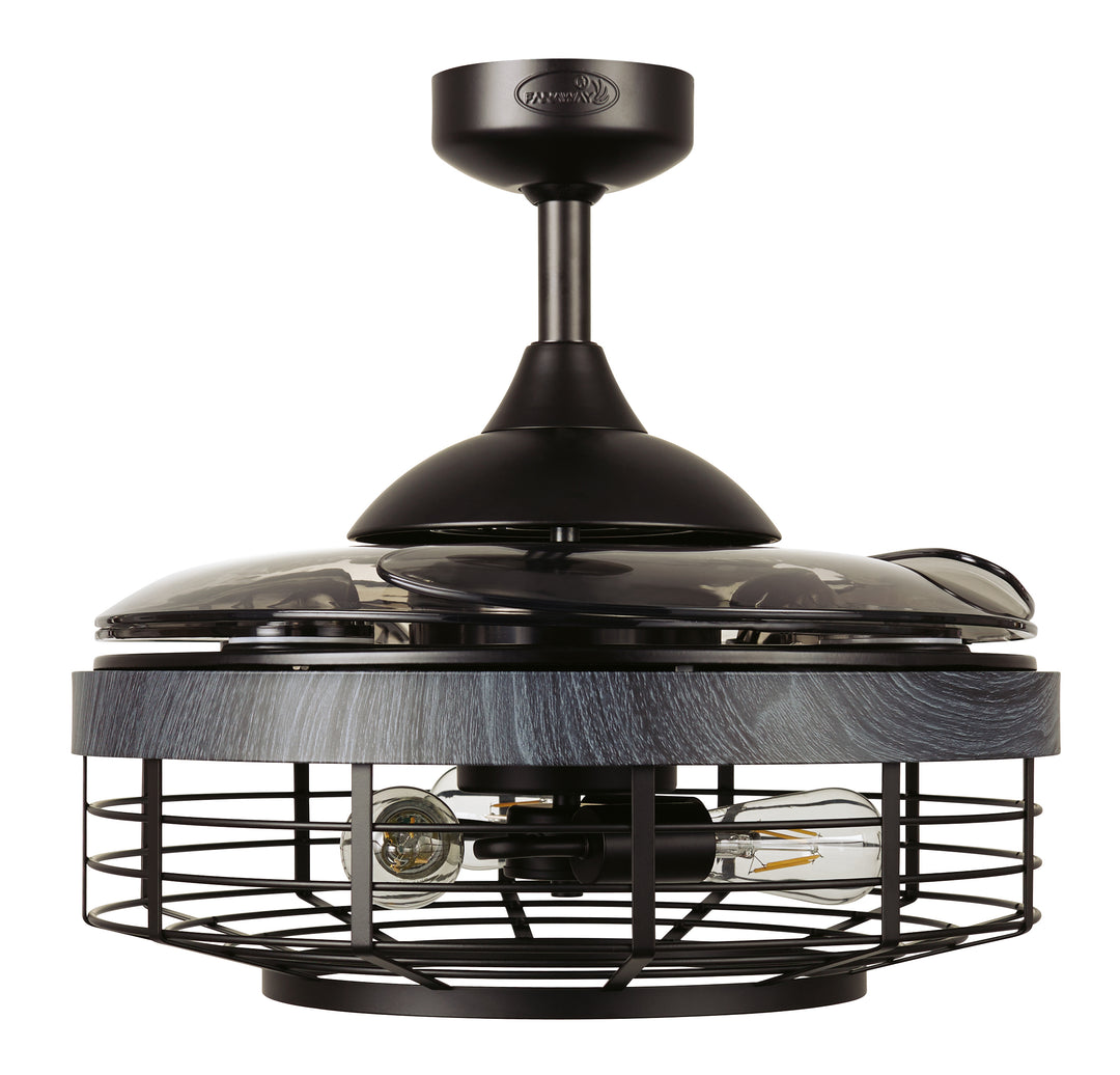 Fanaway Montclair 48" Retractable Blade Ceiling Fan with Light and Remote, Modern Fandelier Ceiling Fan, Patented Design Technology, Stronger Thicker Blades, Black