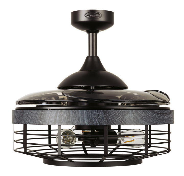 Fanaway Montclair 48" Retractable Blade Ceiling Fan with Light and Remote, Modern Fandelier Ceiling Fan, Patented Design Technology, Stronger Thicker Blades, Black