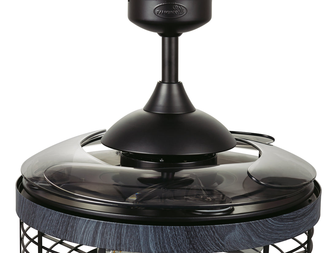 Fanaway Montclair 48" Retractable Blade Ceiling Fan with Light and Remote, Modern Fandelier Ceiling Fan, Patented Design Technology, Stronger Thicker Blades, Black