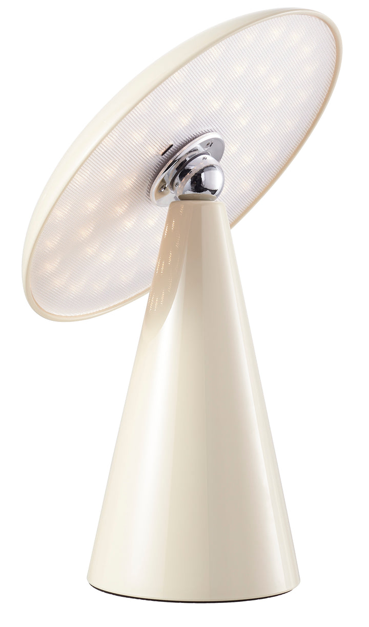 Beacon Lighting Kinoko II Cordless 2-in-1 Rechargeable LED Table &amp; Wall Lamp, CCT Dimmable, Gloss Cream