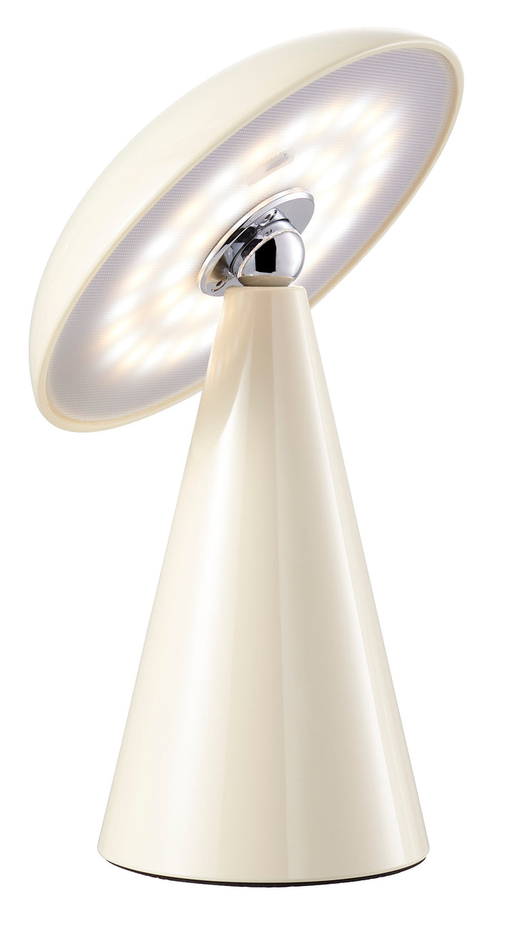 Beacon Lighting Kinoko XS Cordless 2-in-1 Rechargeable LED Table &amp; Wall Lamp, CCT Dimmable, Gloss Cream