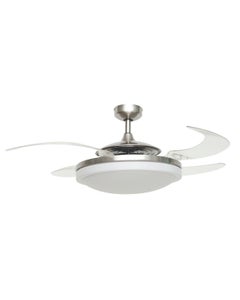 Fanaway Evo2 Brushed Chrome Retractable 4-blade Lighting with Remote Ceiling Fan
