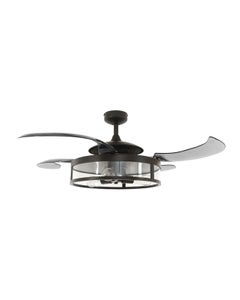 Fanaway Classic Antique Black and Smoke Retractable 4-blade 48-inch 3-light AC Ceiling Fan