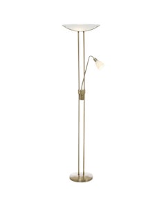Baya 3 Light Mother and Child Uplighter in Antique Brass with Frosted Glass