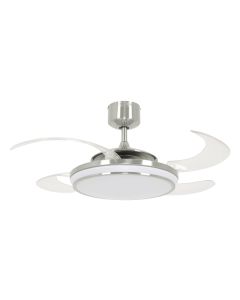 Fanaway Evo1 Brushed Chrome Retractable 4-blade LED Lighting With Remote Ceiling Fan