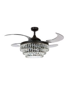 Fanaway Veil Ceiling Fan In Black With Smoke Coloured Rectractable Blades And Light