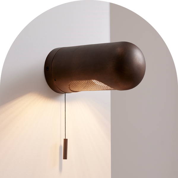 Dolce 1 Light Wall Bracket in Bronze with Rotatable Shade and Pull Cord Switch